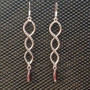 Antique silver plated twist earrings ##